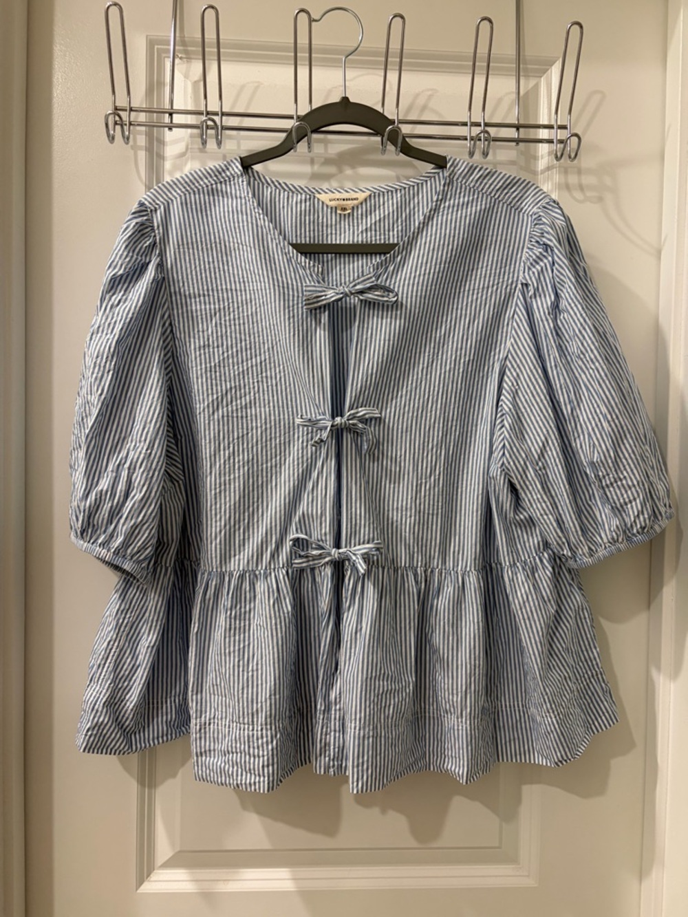 Lucky Brand Plus Size XXL EUC, puff sleeve babydoll peplum blouse